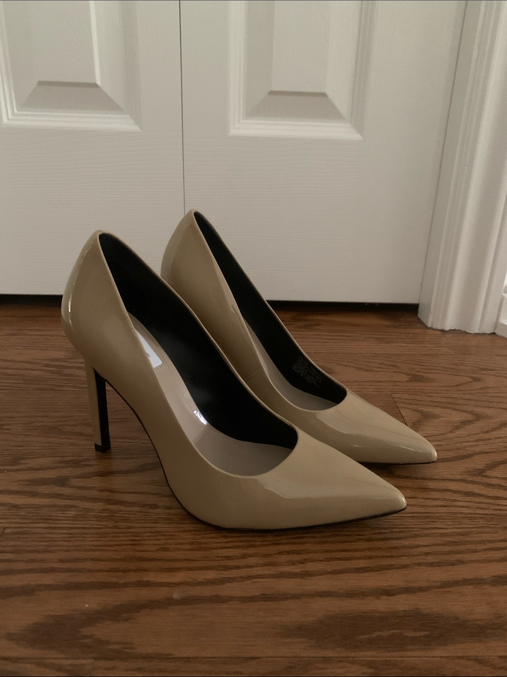 Calvin Klein Nude Patent Pointed-Toe Stiletto Pumps